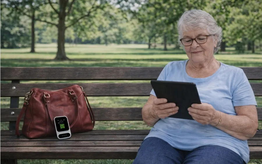 8 grandma with ryoko bench in the park