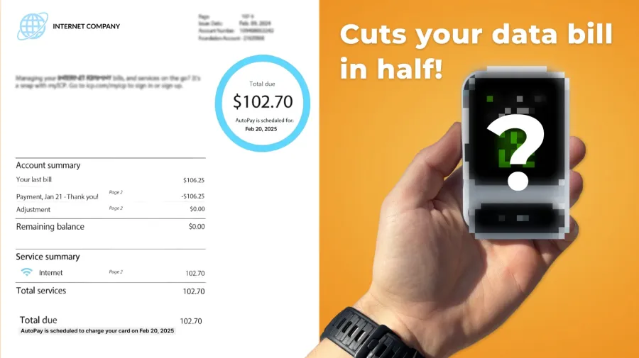 1 Internet service invoice + hand with Ryoko blurred question mark