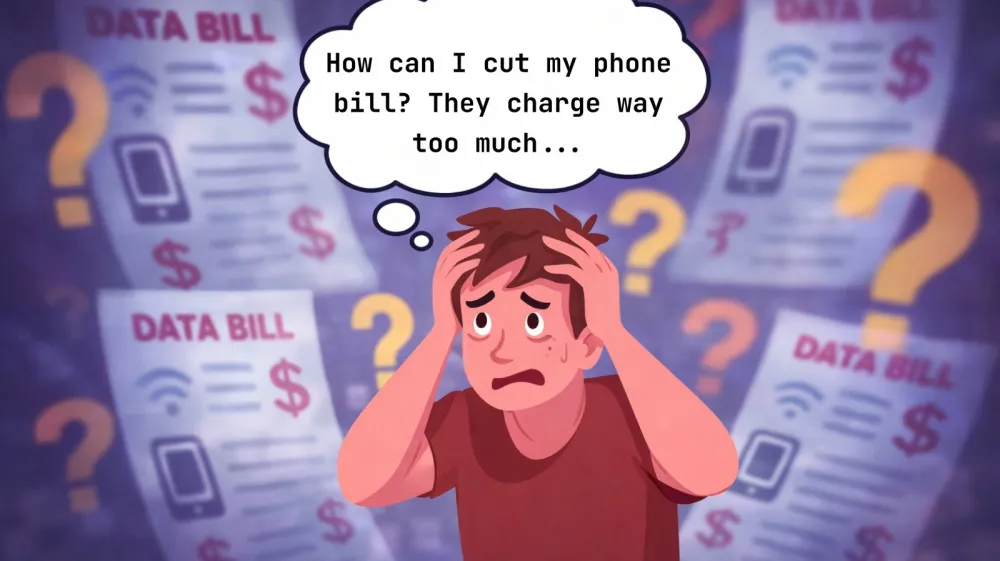 cartoon stressed man internet bills nightmare